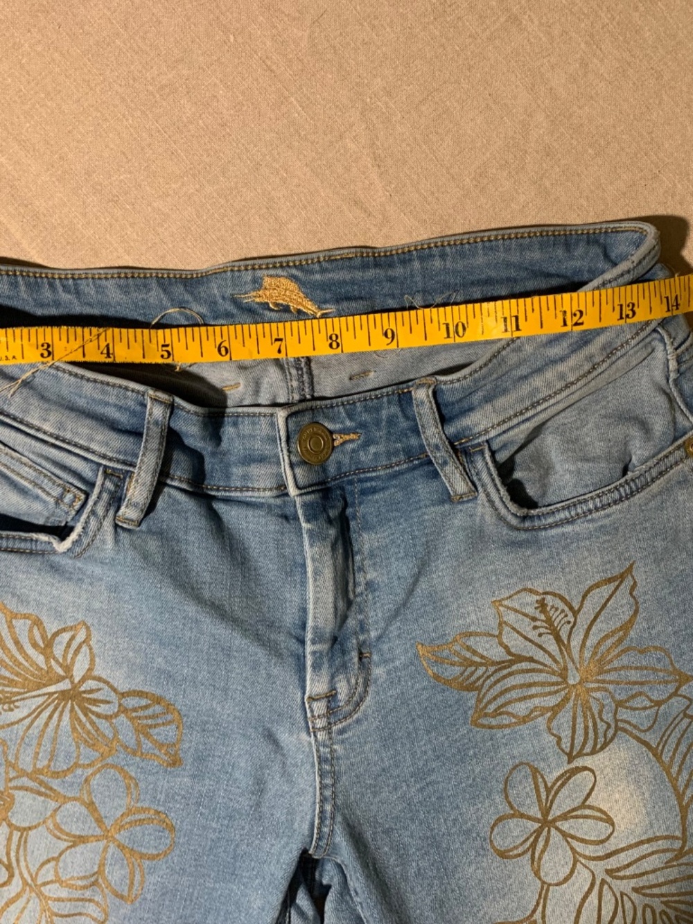 Tommy Bahama Size 27 Tropical Floral Print Skinny Jeans Light Wash Stretch - Picture 12 of 16